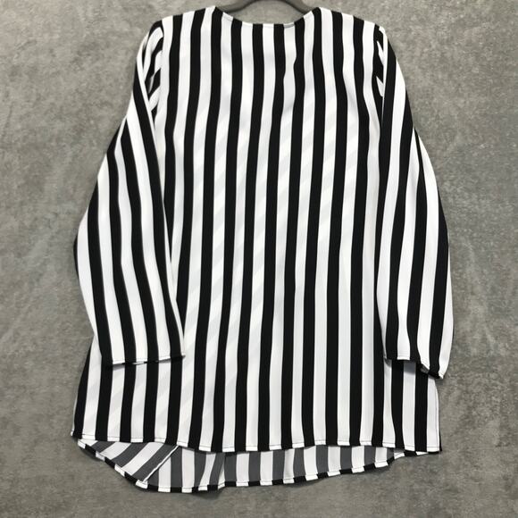 Chico’s Womens Striped Black White Lightweight‎ Long Asymmetrical Tunic Large/12 - Picture 6 of 6